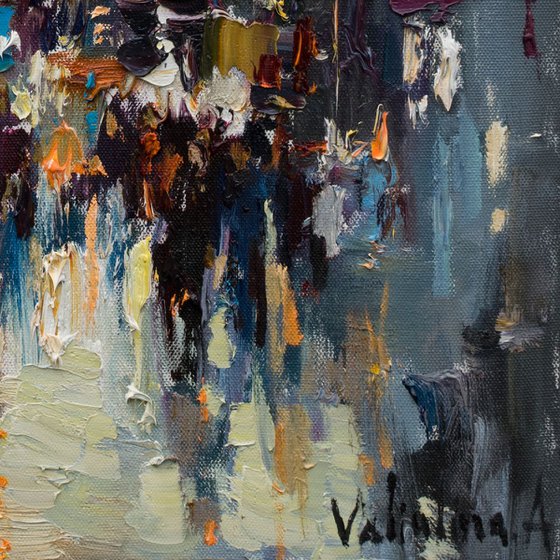 Lviv - Original oil painting of the evening city