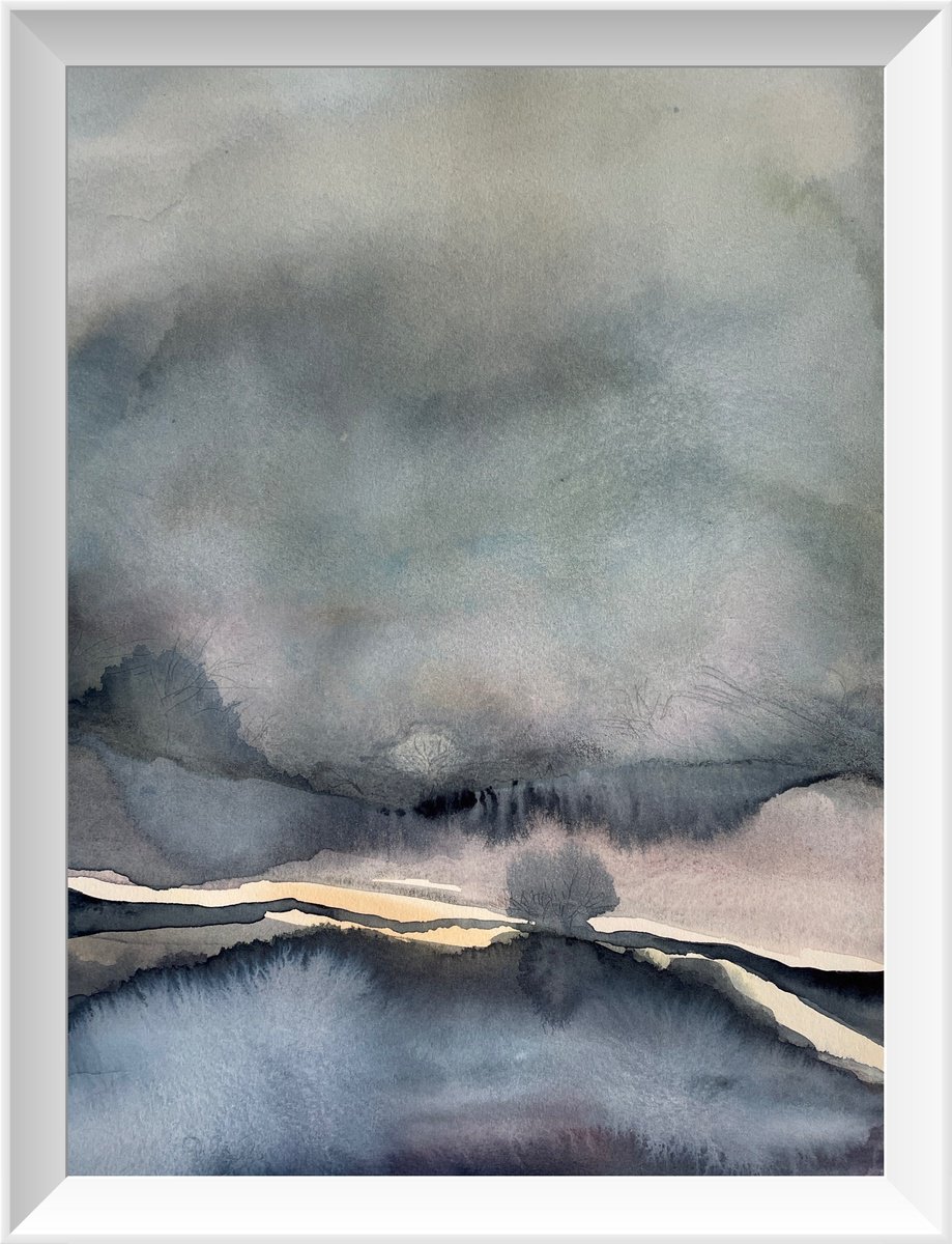 Abstract Watercolour , Winter Symphony By Gesa Reuter, 11 X 15, Artwork For Sale On Artfinder