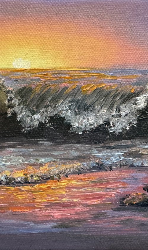 Tropical waves miniature oil painting by Kateryna Boykov