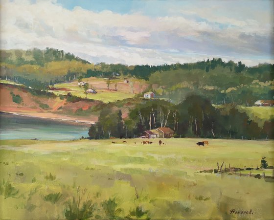 Farm by the shore, Plein Air (16×20")