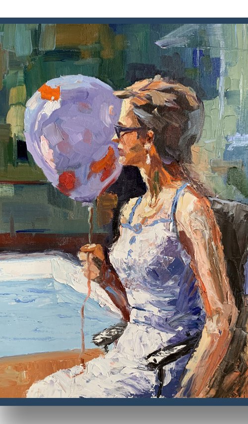 Woman with air balloon. by Vita Schagen