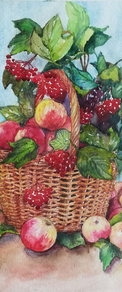 Basket full of apples and berries by Anastasia Zabrodina