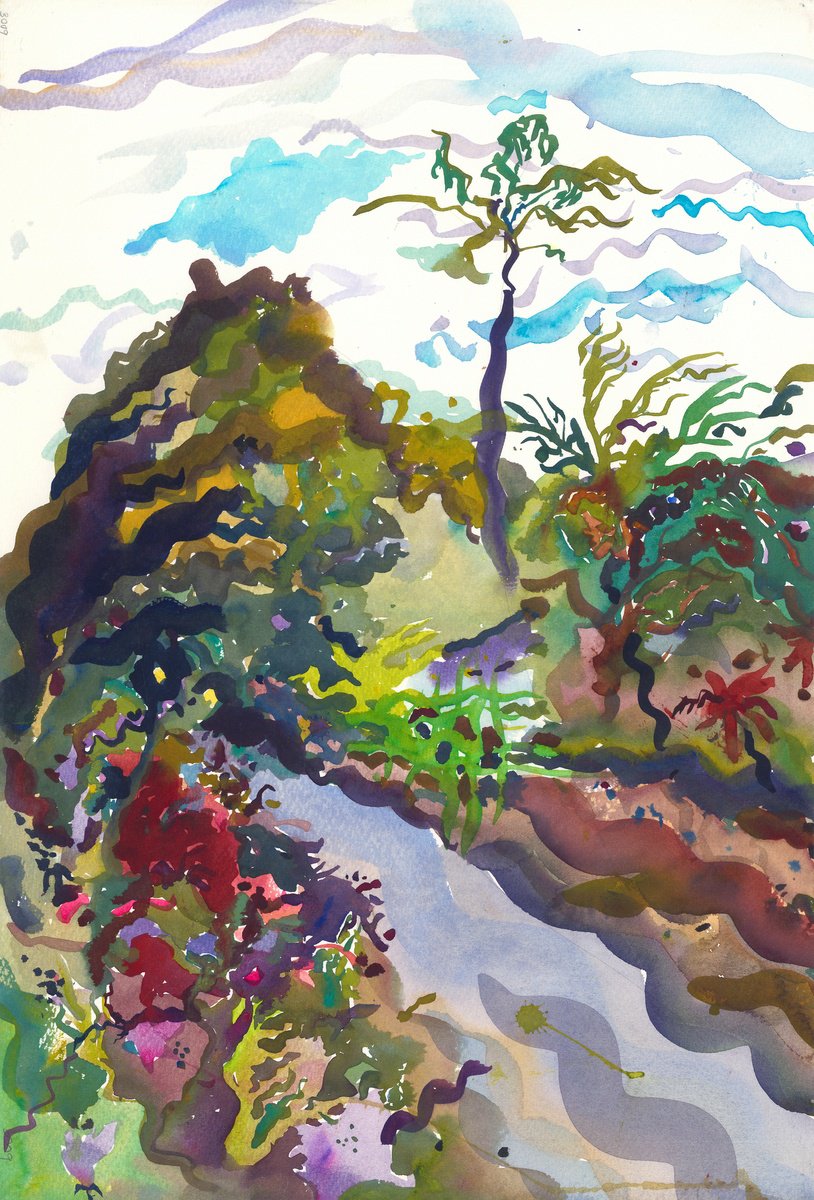 Impressionistic Landscape Watercolour By Tanbelia, 15 X 22", Street In Cameron Highlands, Original Artwork