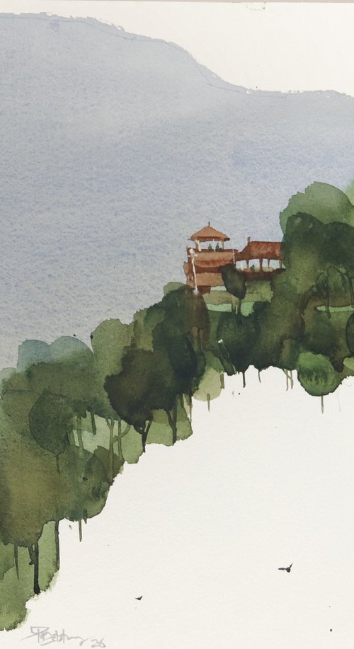 Himalayan cliff, house with view by Prashant Prabhu