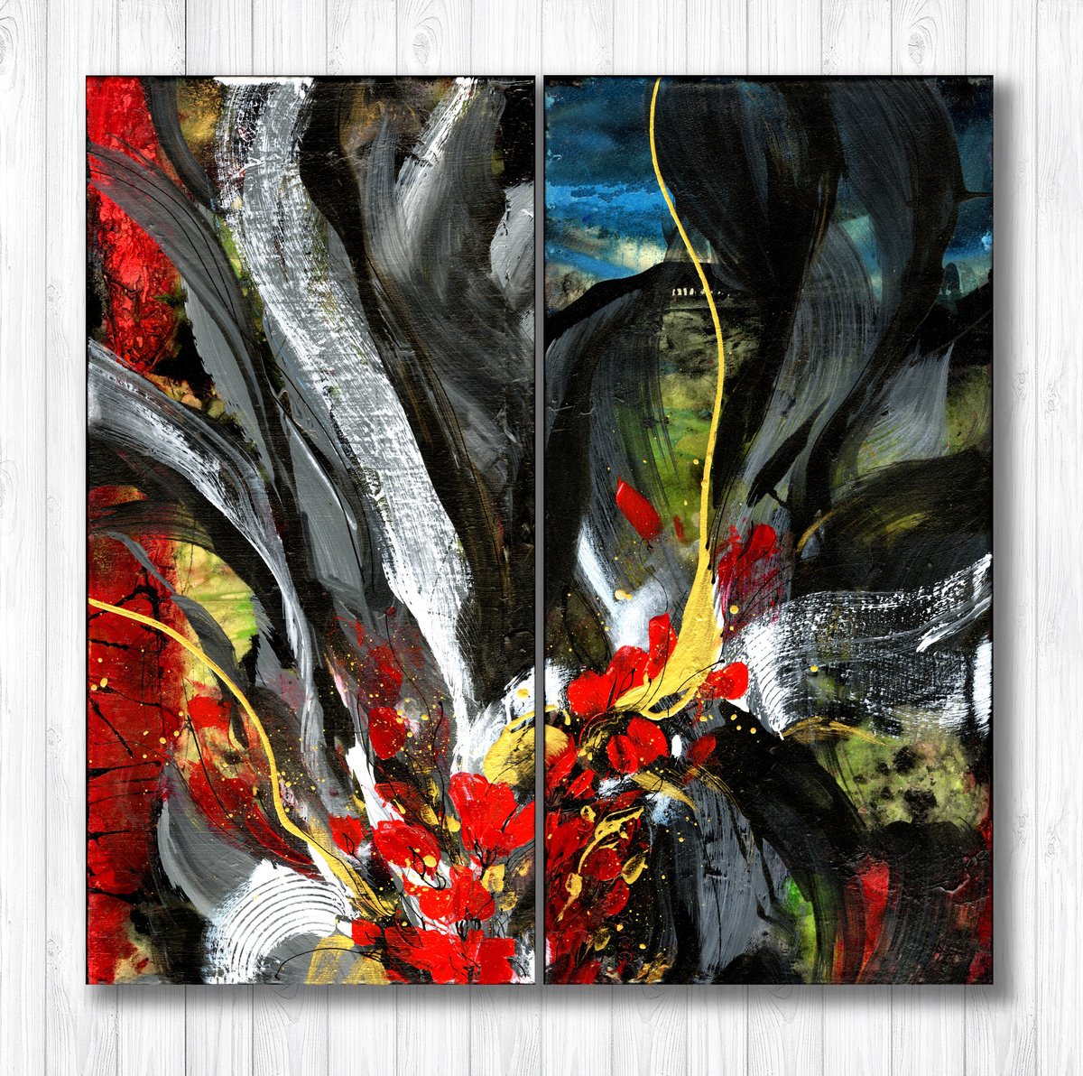 Abstract Botanical Acrylic Painting By Kathy Morton Stanion, 24 X 24", Botanical Wanderlust, Original Artwork