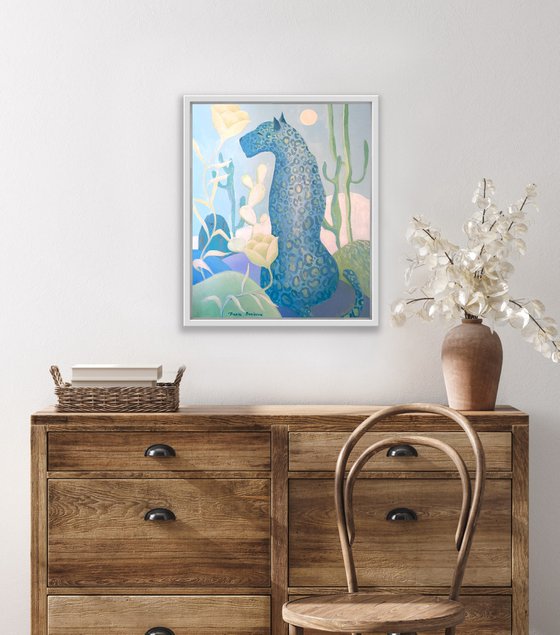 Blue Leopard. Acrylic painting on canvas