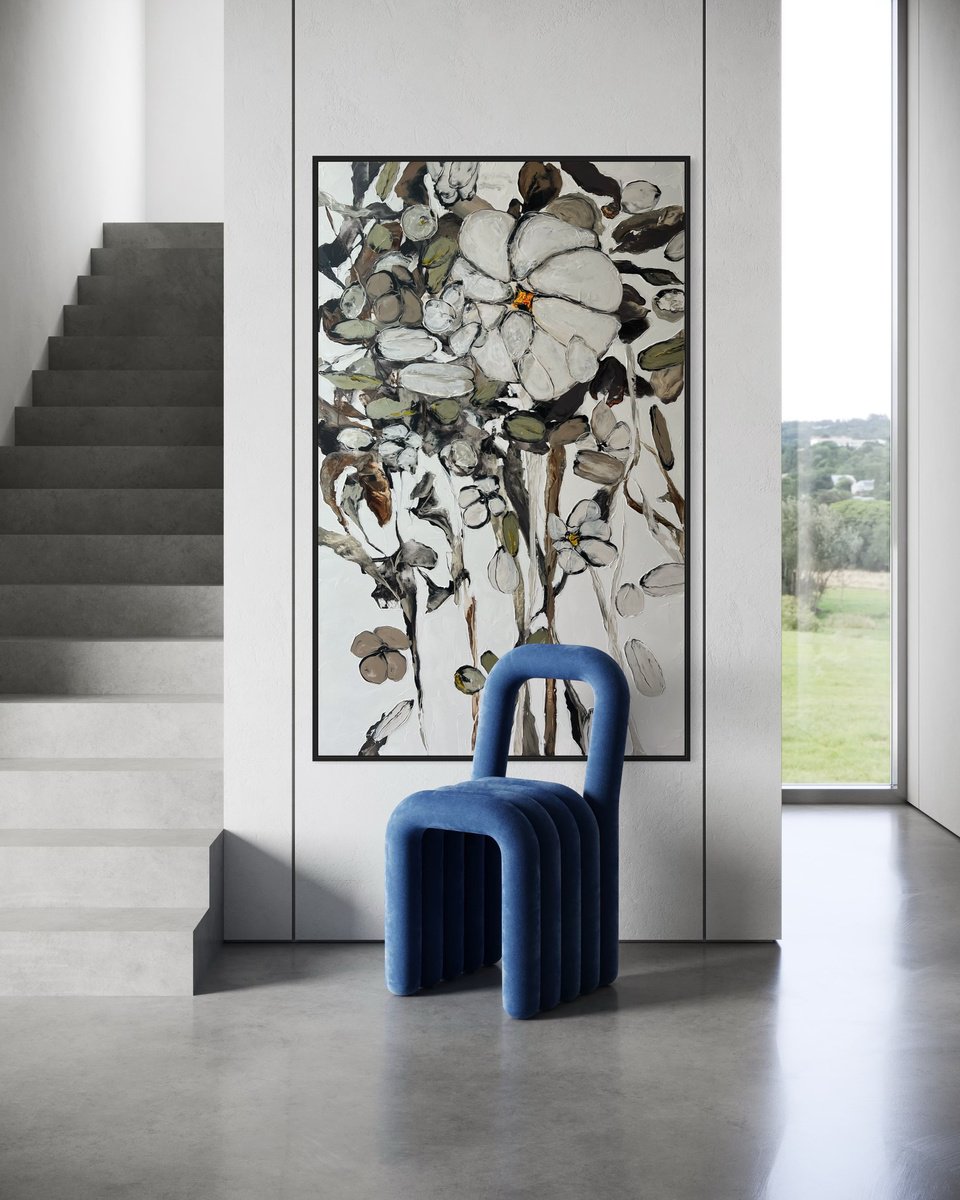 Impressionistic Botanical Acrylic Painting By Tetiana Hutsul, 37 X 61", Kiss The Chaos, Original Artwork