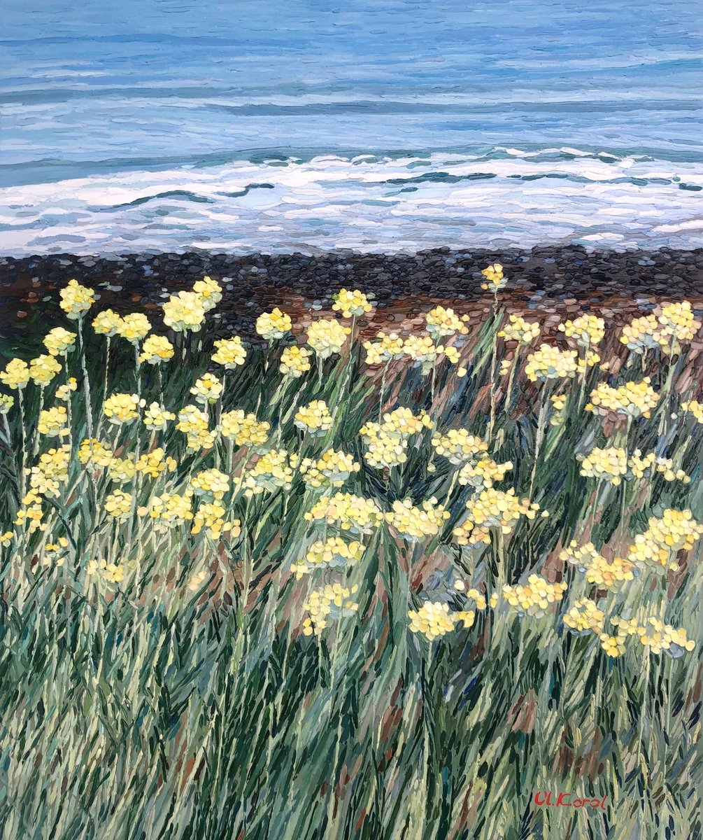 Impressionistic Botanical Oil Painting By Ulyana Korol, 21 X 26", Blooming Sea, Original Artwork