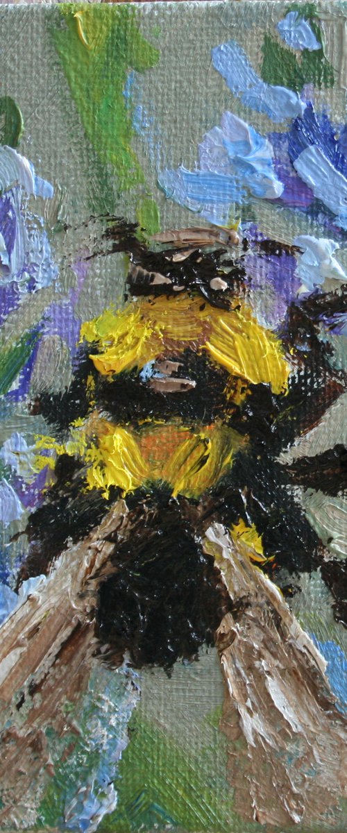 Bumblebee 05  / From my series "Mini Picture" /  ORIGINAL PAINTING by Salana Art