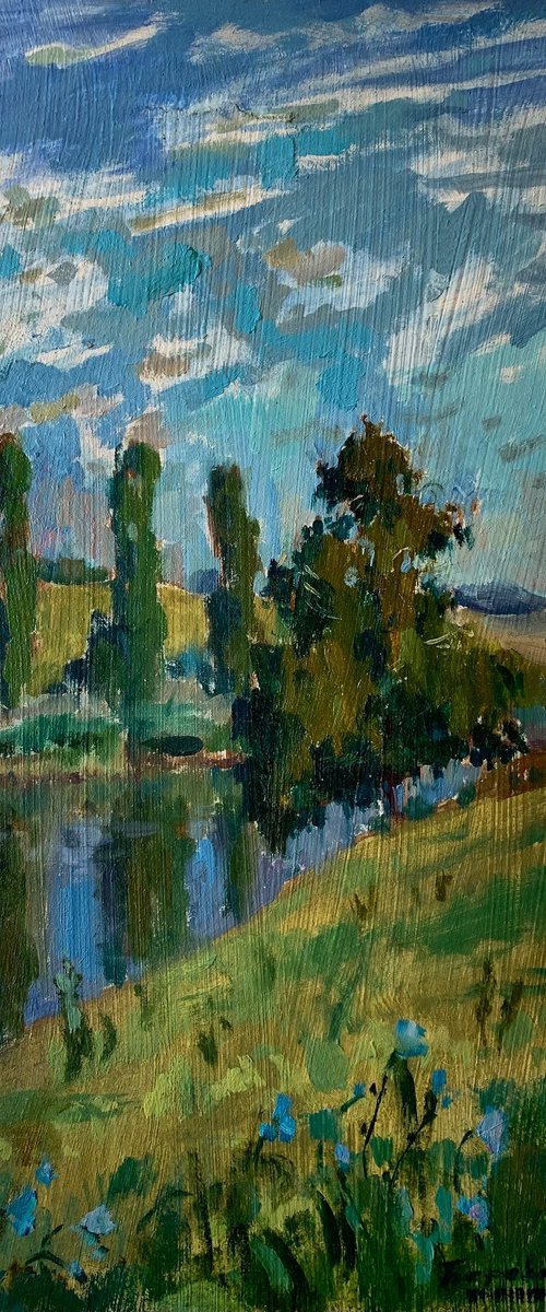 Summer Landscape by the River by Andriy Berekelia