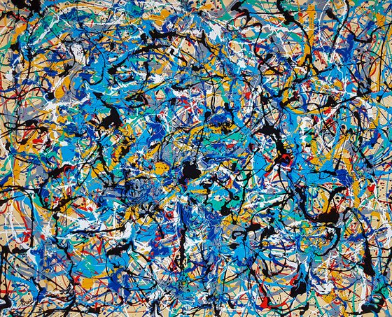 - Karbo N-8 - (W)120x(H)96 cm. Style of JACKSON POLLOCK. Abstract Expressionism Painting