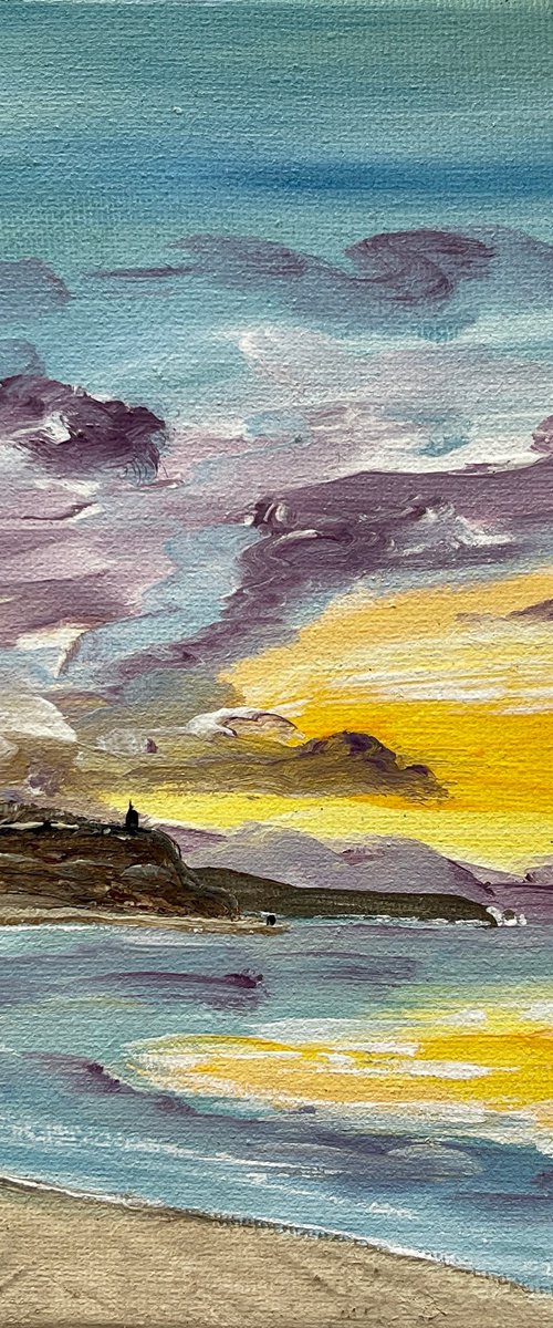 Yellow Sunrise over Hengistbury Head by Marja Brown