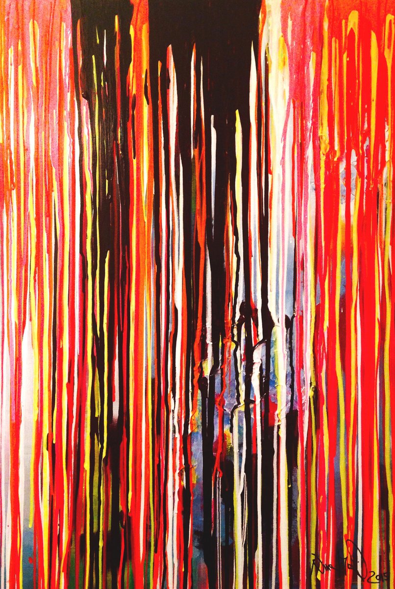 Abstract Acrylic Painting By Nina Mahnik, 24 X 35", Llorando, Original Artwork