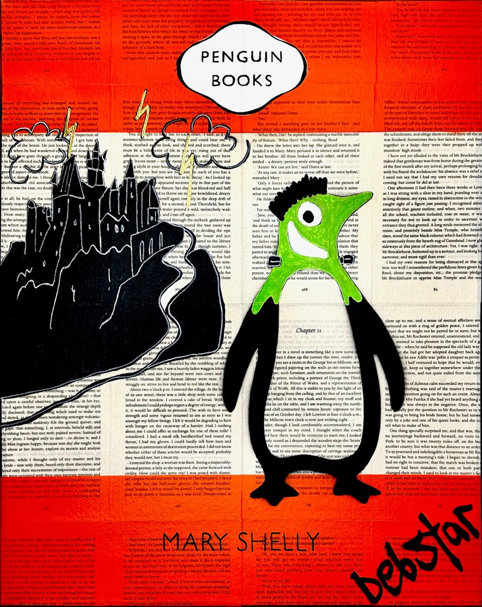 Urban And Pop Acrylic Painting , Penguin Books Frankenstein By Deborah Lang, 16 X 20, Artwork For Sale On Artfinder