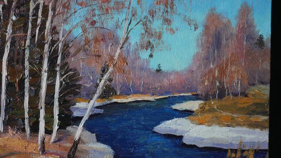 Sunny Early Spring - original landscape, painting