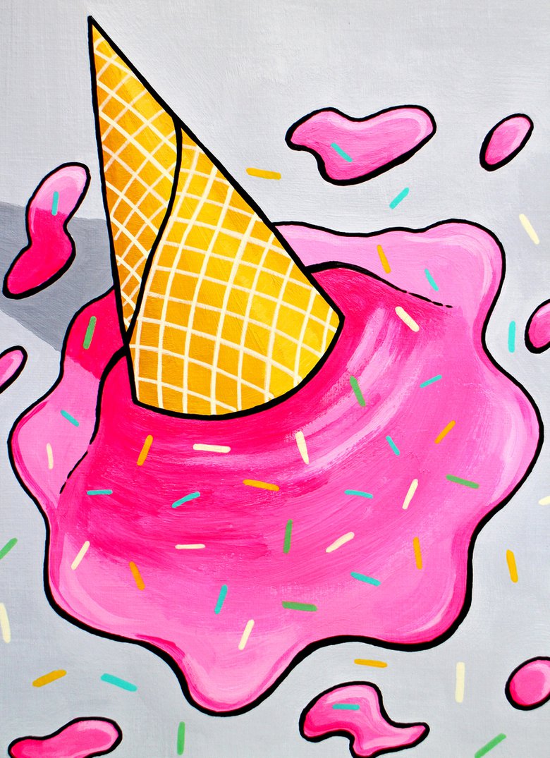 Dropped Ice Cream A4 Painting Acrylic painting by Ian Viggars | Artfinder