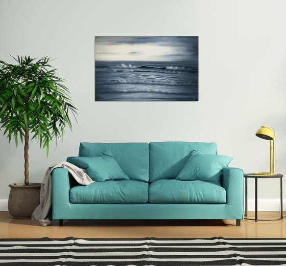 Looking into Eternity, large monochromatic ocean painting