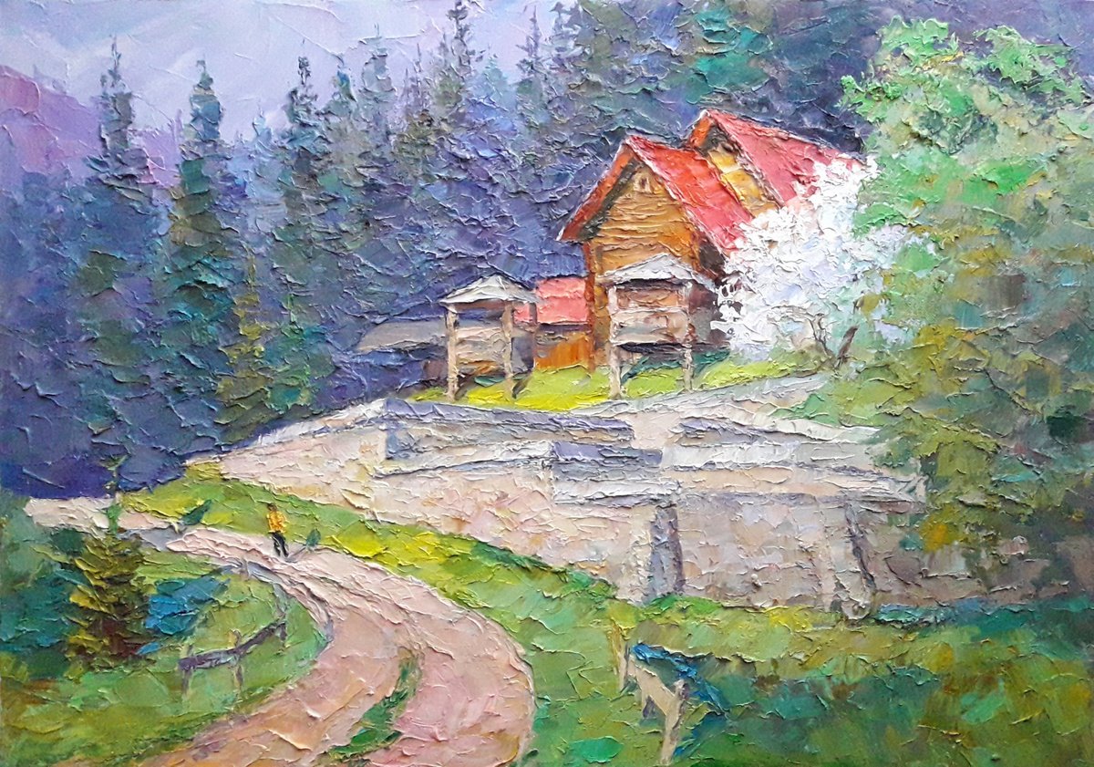 Oil painting Spring in the Carpathians nSerb319 by Boris Serdyuk