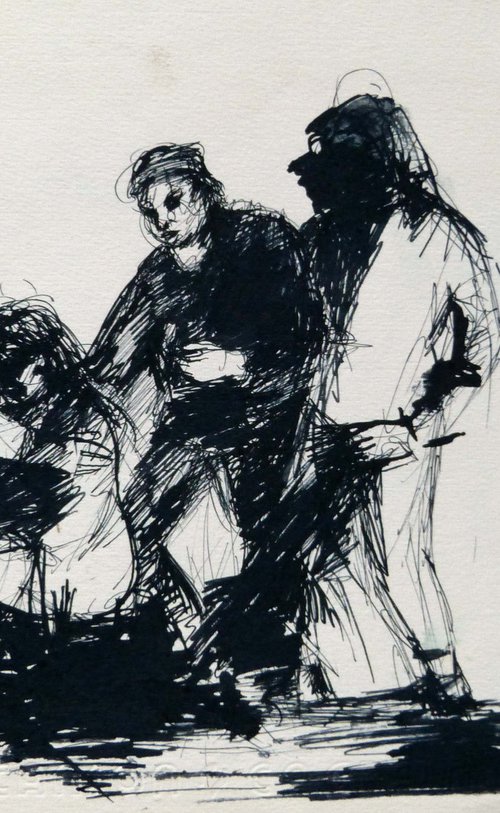 INTERROGATION, ink on paper 26x17 cm by Frederic Belaubre