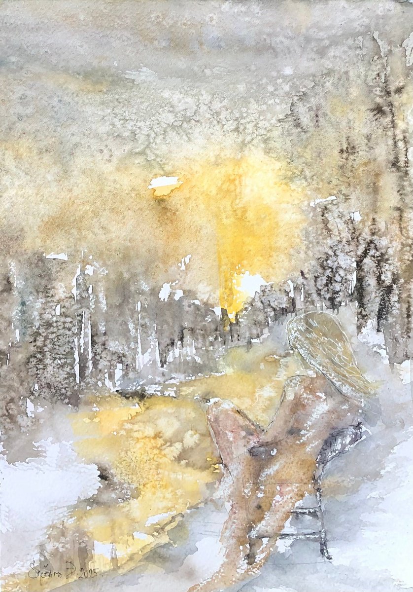 Impressionistic Landscape Watercolour By Snezana Djordjevic, 10 X 14", On Thoughts, Original Artwork