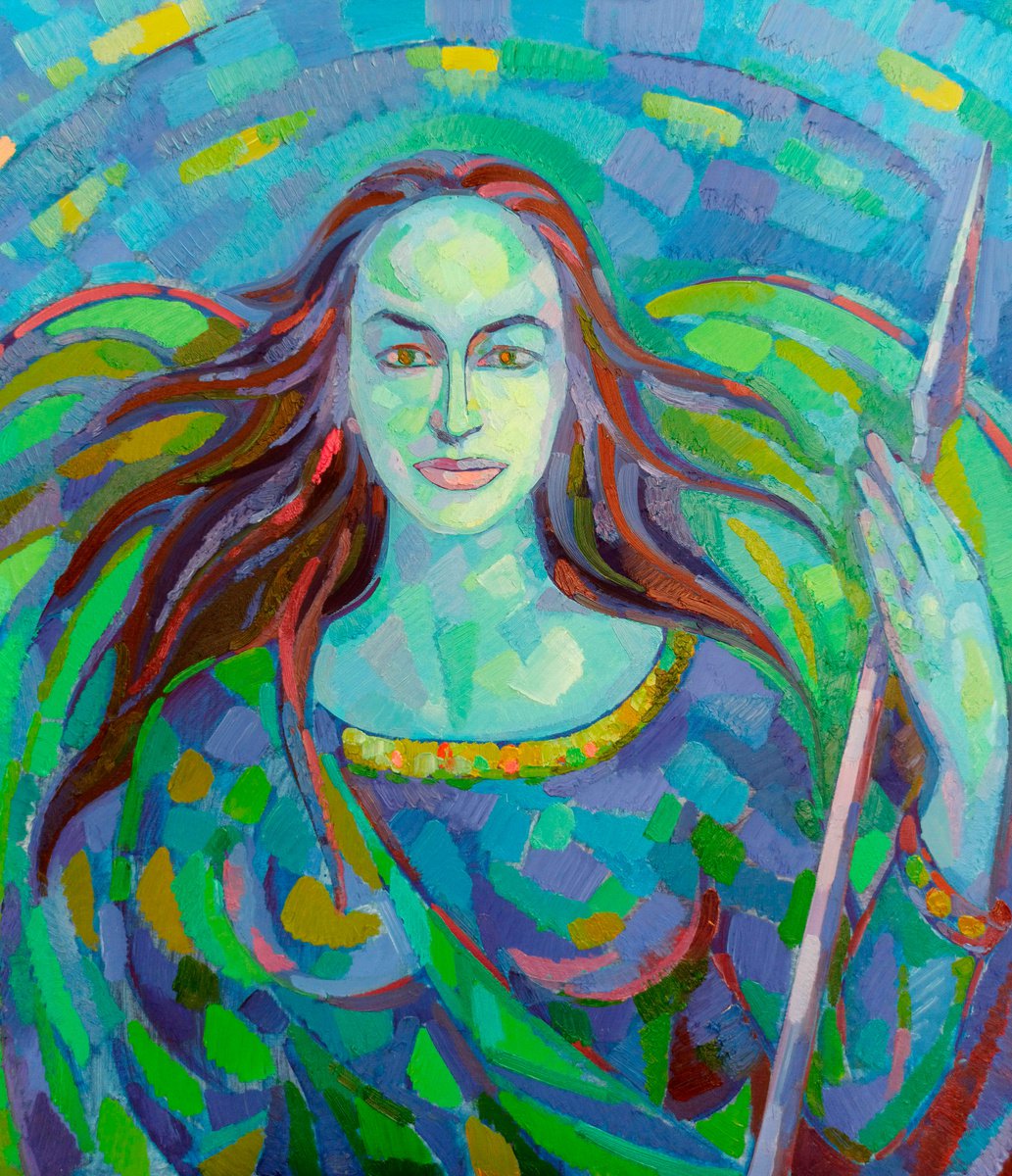 Impressionistic Portrait Oil Painting By Peter Tovpev, 31 X 35", Portrait Of A Girl, Original Artwork