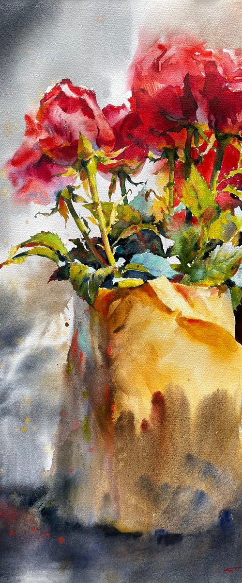 Roses watercolor by Samira Yanushkova