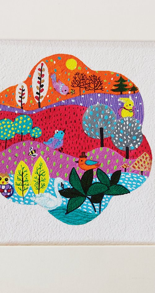 Dream land wonder - Acrylic painting illustration - kids room decor art - gifts by Vikashini Palanisamy