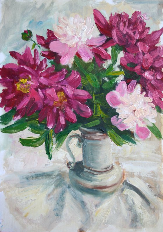 Peonies in Vase I /  ORIGINAL PAINTING