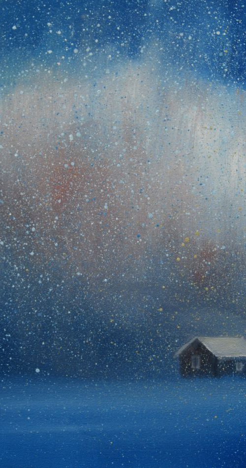 The snow storm and the little cottage by Trevor Salisbury