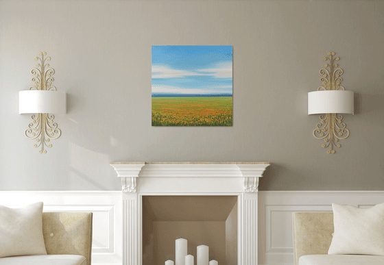 Flower Field - Blue Sky Landscape