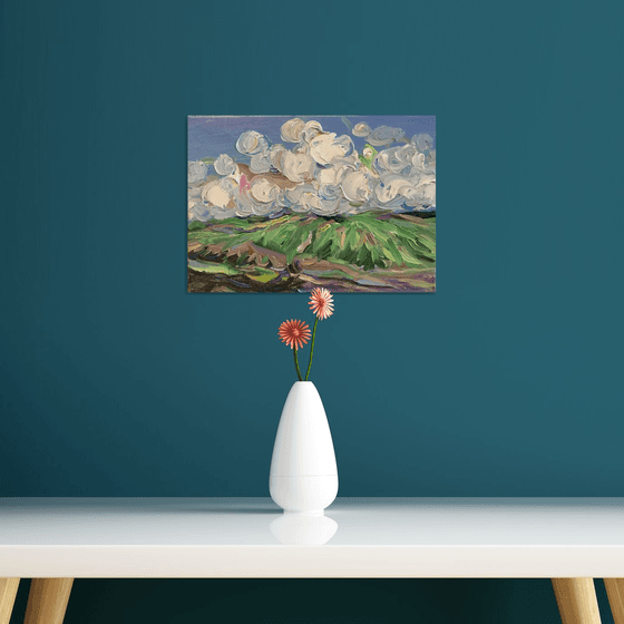 CLOUDS OVER MOUNTAIN. LANDSCAPE - mountainscape, mountain, life highland 25x35