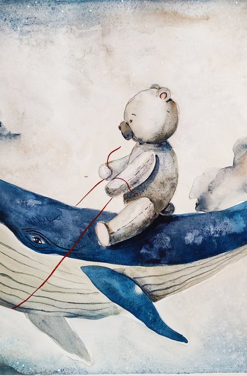 Teddy Bear and Blue Whale by Evgenia Smirnova