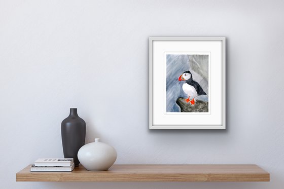 Bird portrait of a puffin  - Gift idea for bird lover