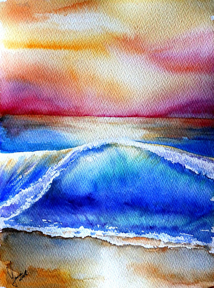 ORIGINAL Watercolor Ocean Waves | Landscape Art by Yana Shvets