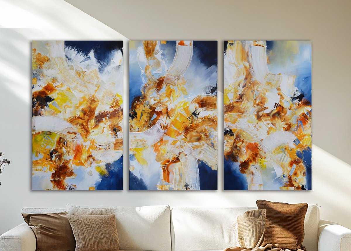 Abstract Acrylic Painting By Andrada Anghel, 54 X 30, A Piece Of The Sun, Original Artwork