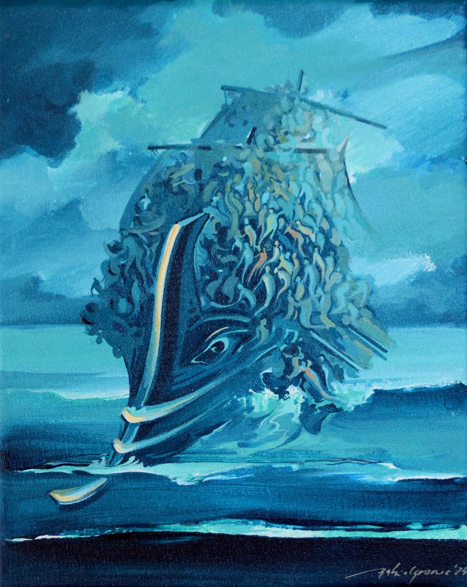 Surrealistic Abstract Acrylic Painting By Grama Gabriel, 9 X 12, Odyssey, Original Artwork