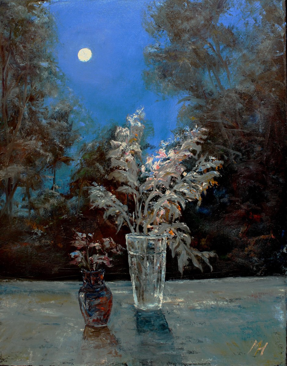 Moonlight flowers by Mikhail Nikitsenka