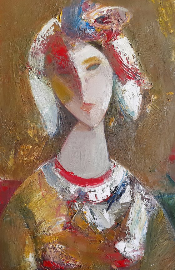 Lady  (35x50cm ,oil/canvas, abstract portrait)