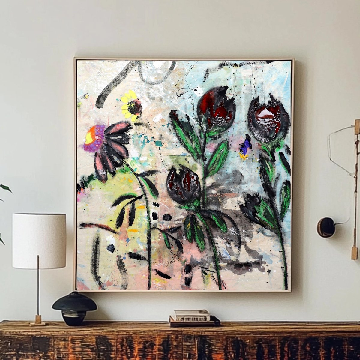 Flowers That Tried To Stay By Poovi Art, 43 X 47, Artwork For Sale On Artfinder