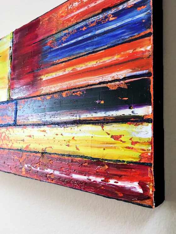 "Face Off" - FREE USA SHIPPING + Special Price - Original PMS Abstract Oil Painting On Canvas - 36" x 12"