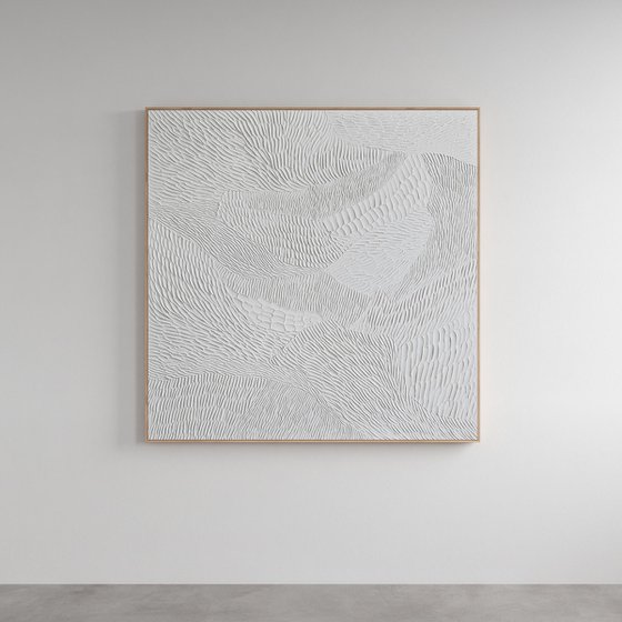 "Nulla 4" White acrylic abstract textured art