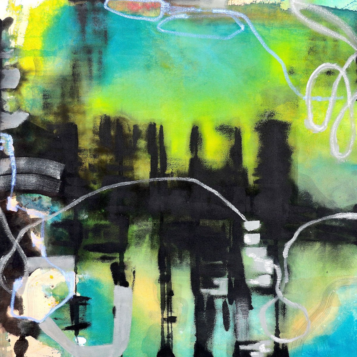 Urban And Pop Abstract Acrylic Painting By Poovi Art, 36 X 36", Traces Of You, Original Artwork