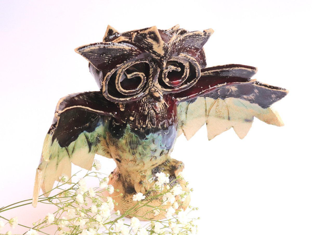 Cute owl , home decor , ceramic figurine , fan art. Symbol of wisdom. by Gallery Sonja Bikic