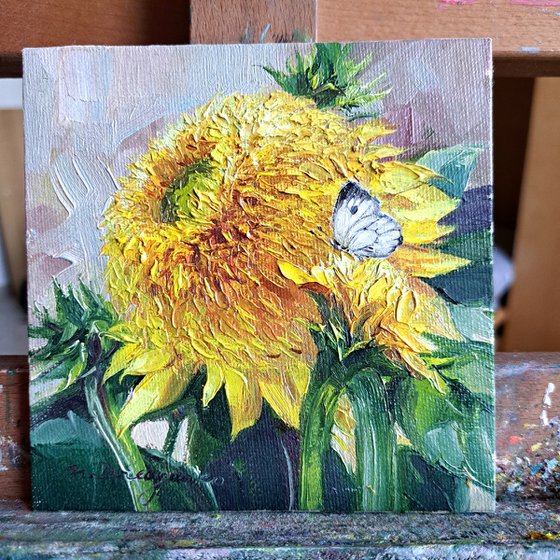 Sunflowers butterfly painting