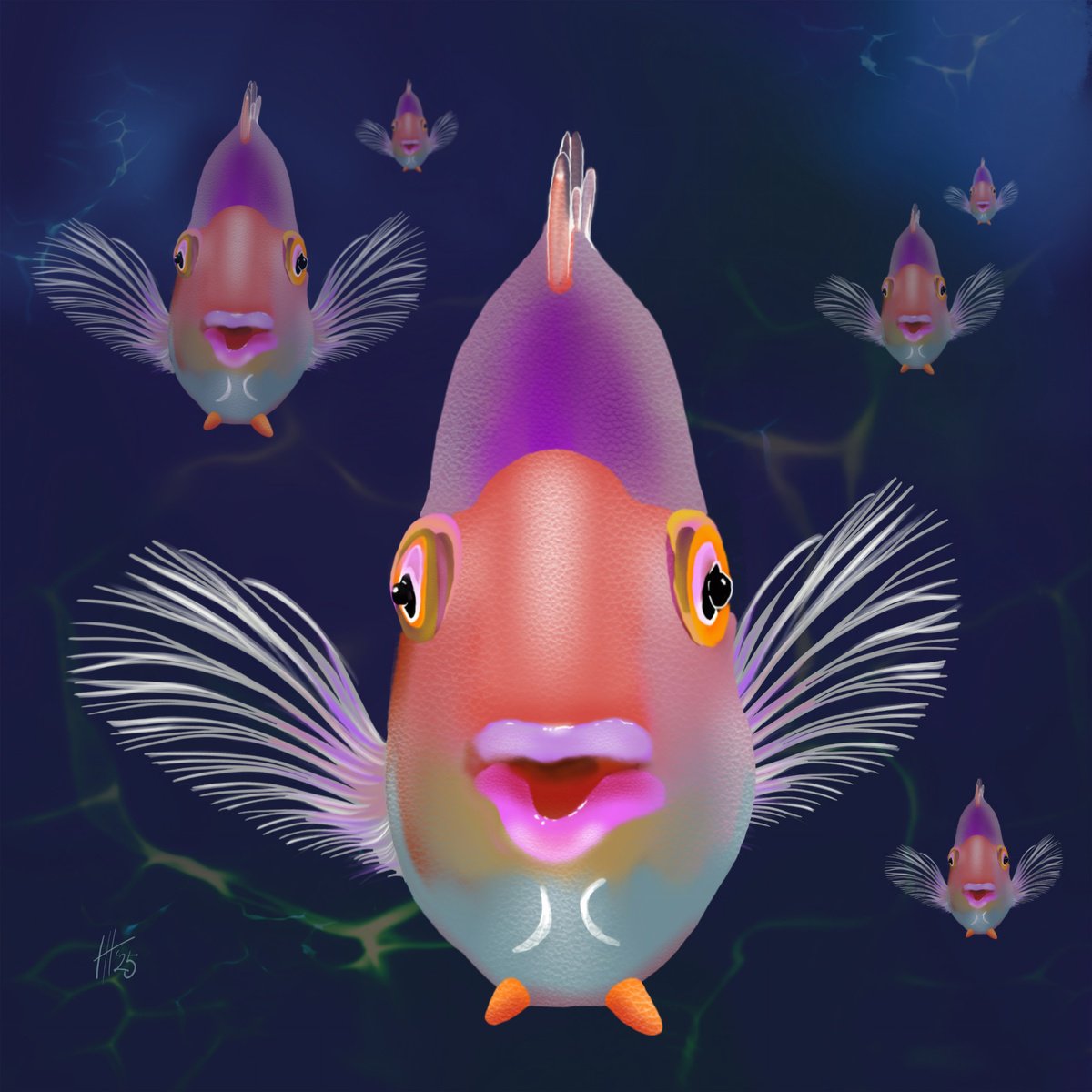 Illustrative Animal Print By Hilde Hoekstra, 24 X 24, Hello!, Original Artwork