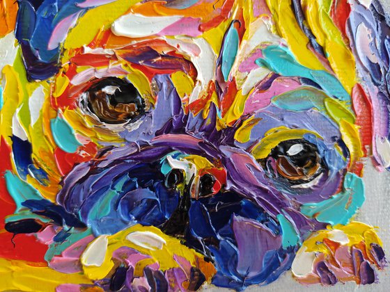 Little bunny -  pug dog, dog, pet, pug oil painting, animals, pug, oil painting, pet pug, pet oil painting, gift, animals art