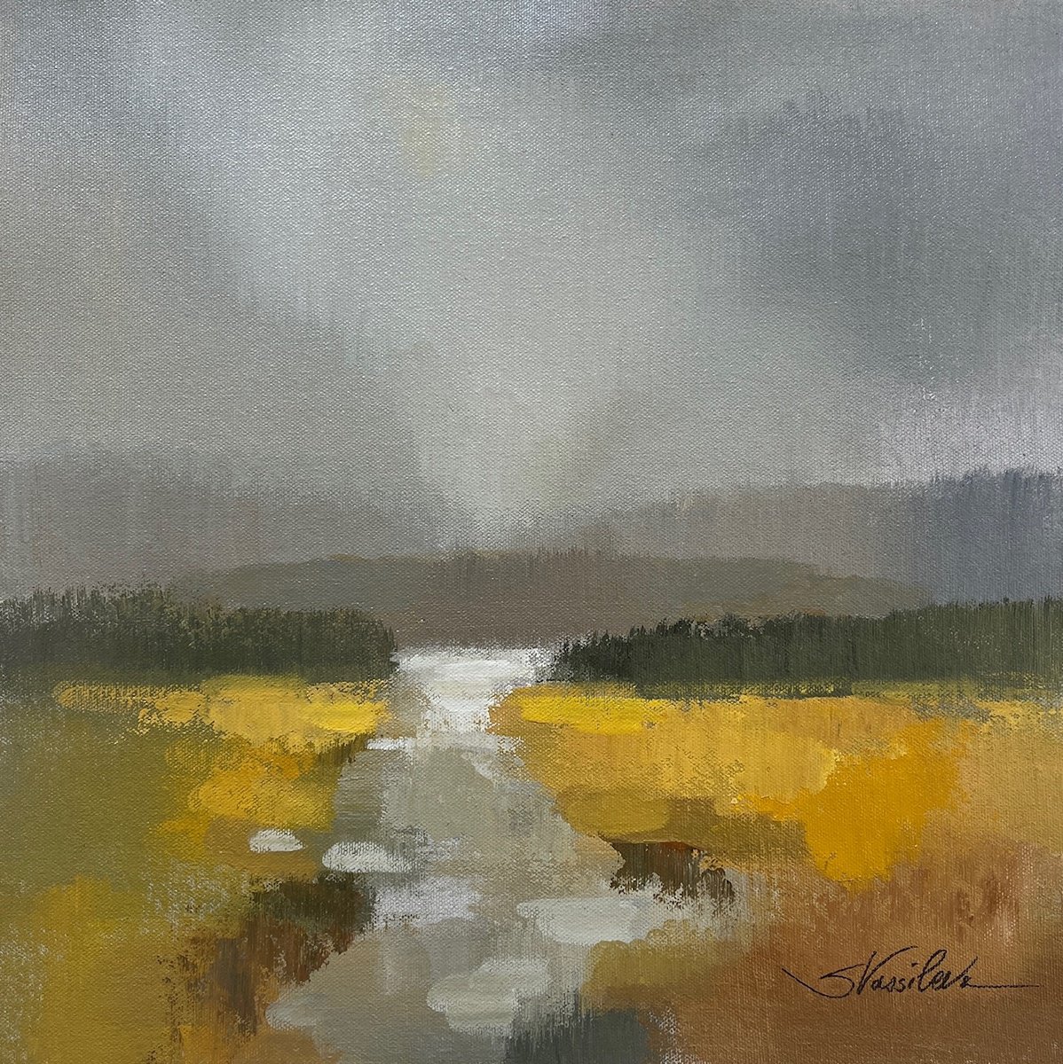  Fog And Golden Fields By Silvia Vassileva, 15 X 15, Artwork For Sale On Artfinder