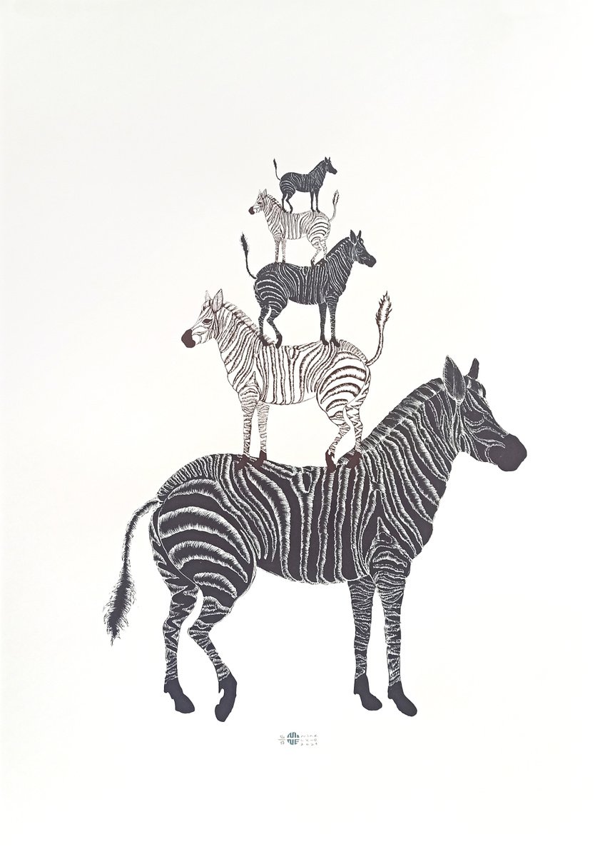 Illustrative Screenprint , Zebras Of Bremen By Mine Okur, 28 X 39, Artwork For Sale On Artfinder