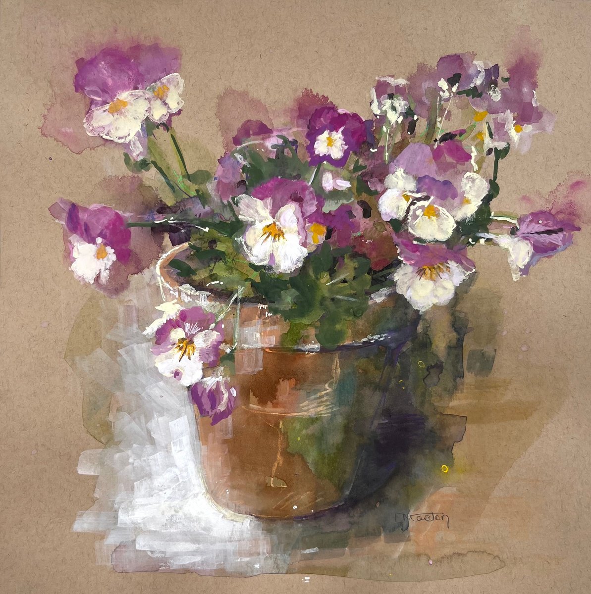 Pansies in a Pot by Elaine Marston