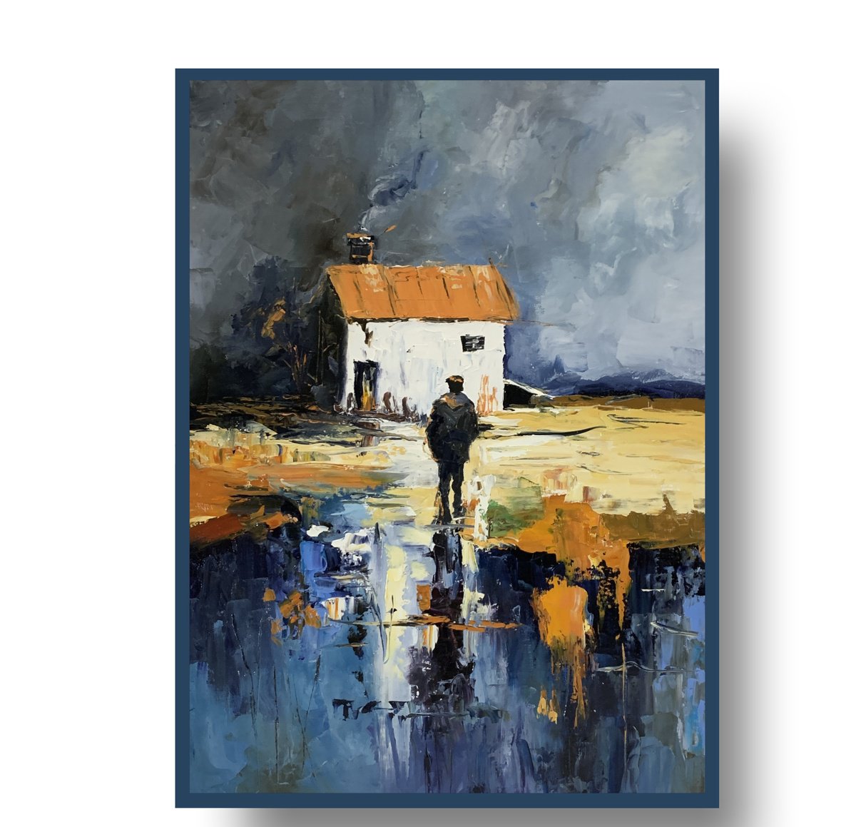 Expressive Landscape Oil Painting By Vita Schagen, 20 X 28", A Long-Awaited Return., Original Artwork